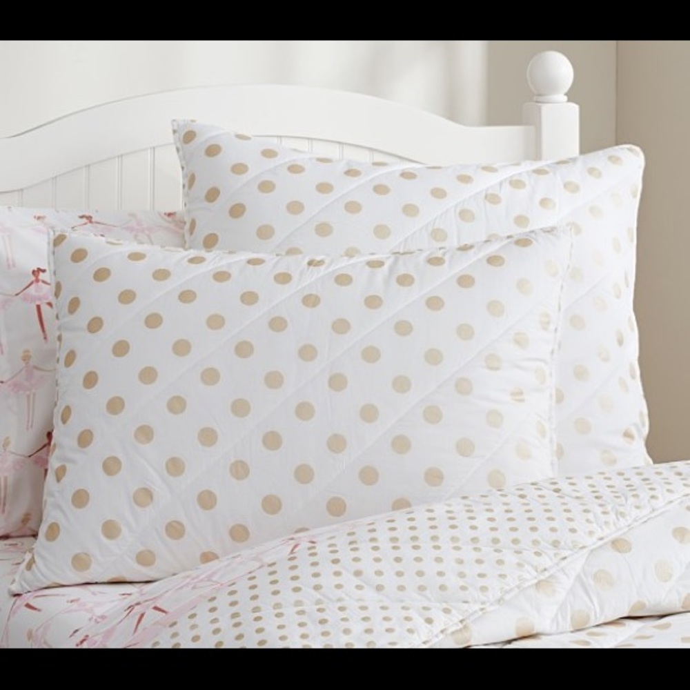 Pottery Barn Kids Gold Polka Dot Euro Shams